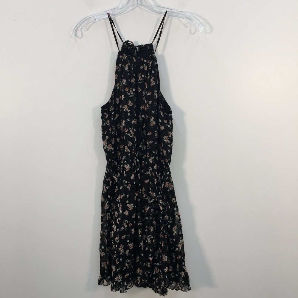 NWT Abercrombie & Fitch Black Floral Spaghetti Strap Midi Dress